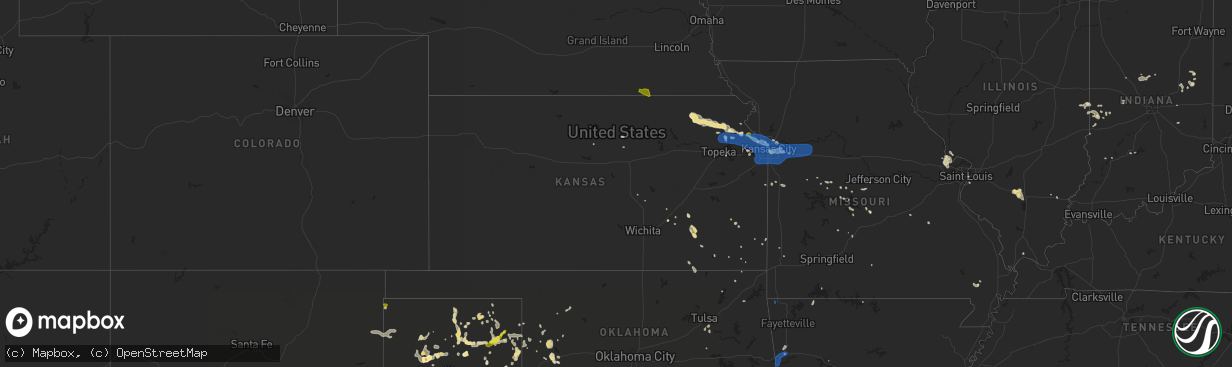 Hail map in Kansas on July 10, 2019