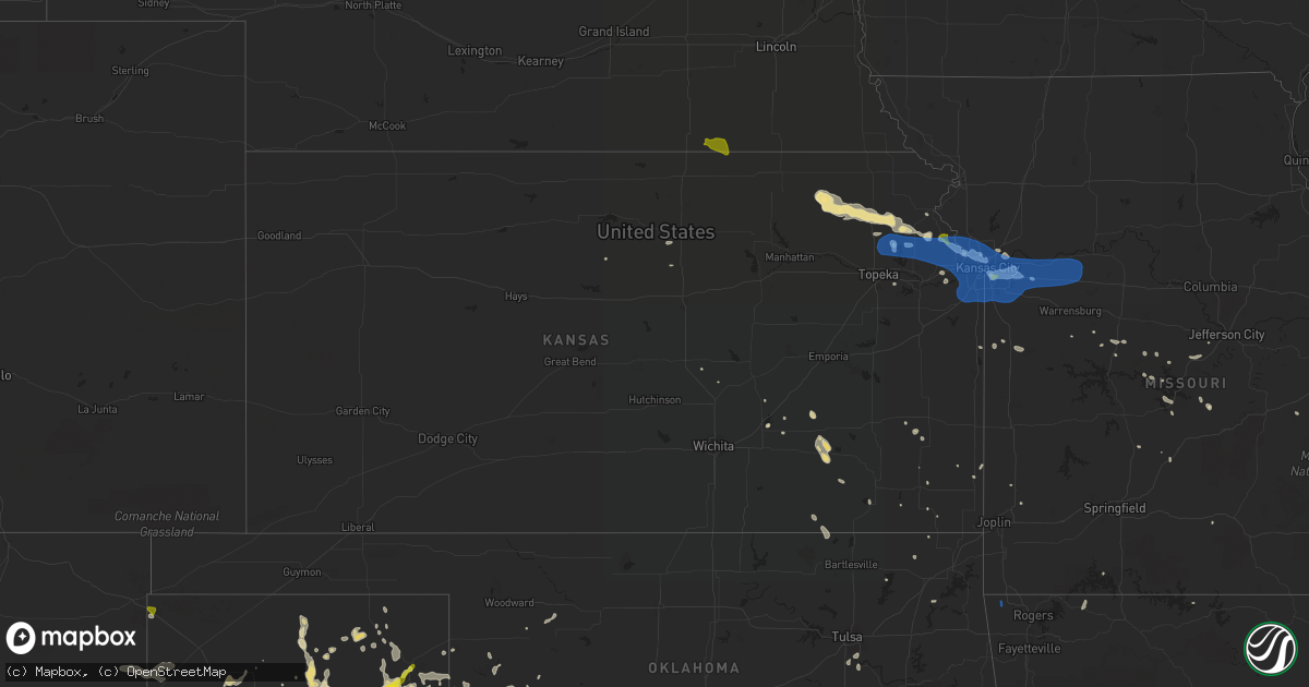Hail map in Kansas on July 10, 2019