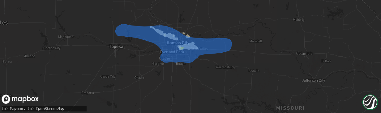 Hail map in Lees Summit, MO on July 10, 2019