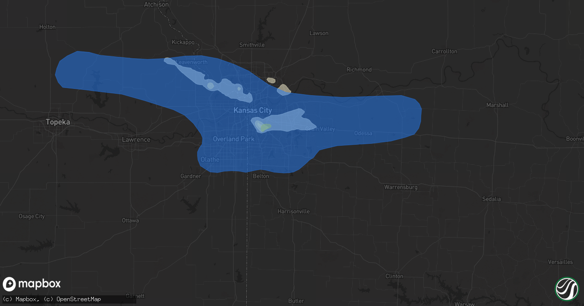 Hail map in Lees Summit, MO on July 10, 2019