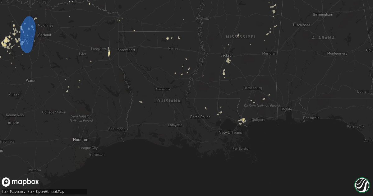 Hail map in Louisiana on July 10, 2019