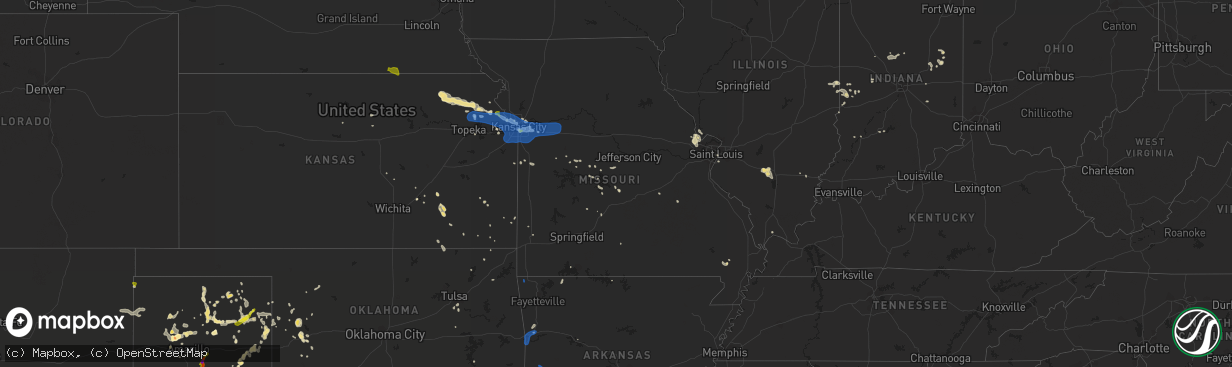 Hail map in Missouri on July 10, 2019