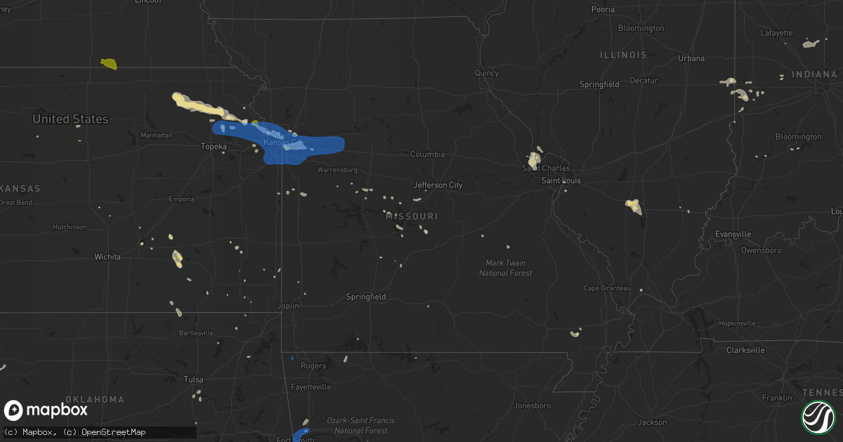 Hail map in Missouri on July 10, 2019