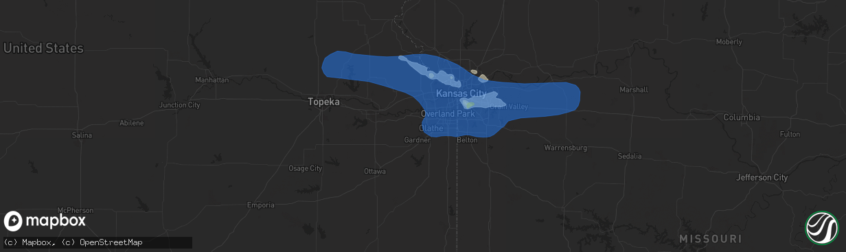 Hail map in Olathe, KS on July 10, 2019