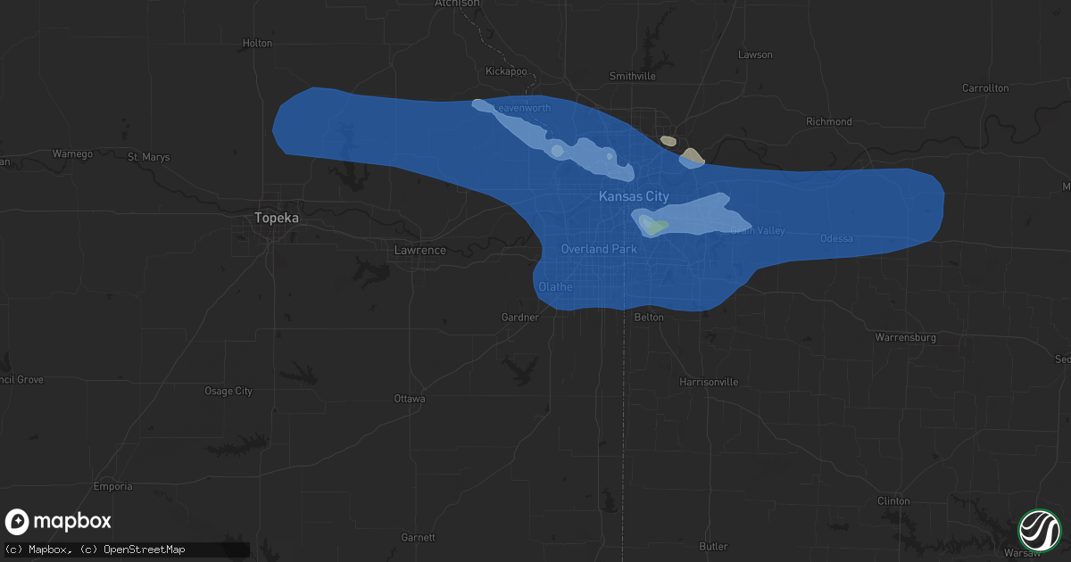 Hail map in Olathe, KS on July 10, 2019