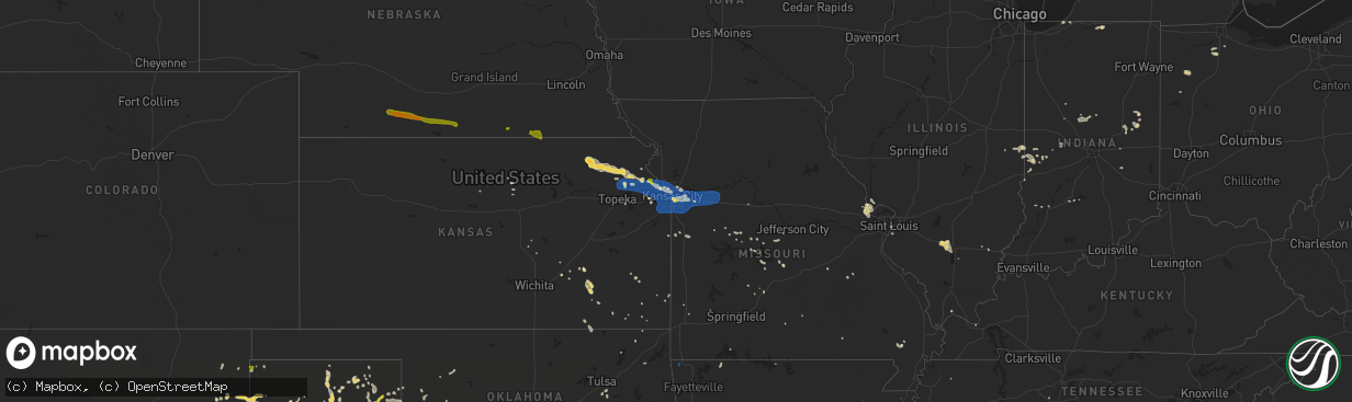 Hail map on July 10, 2019