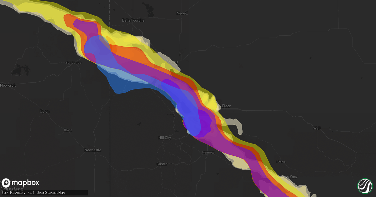 Hail map in Black Hawk, SD on July 10, 2020