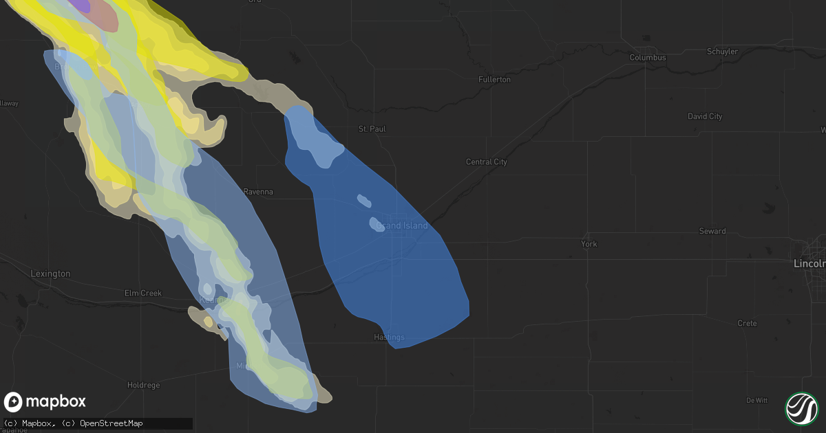 Hail map in Grand Island, NE on July 10, 2020