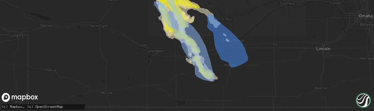 Hail map in Kearney, NE on July 10, 2020