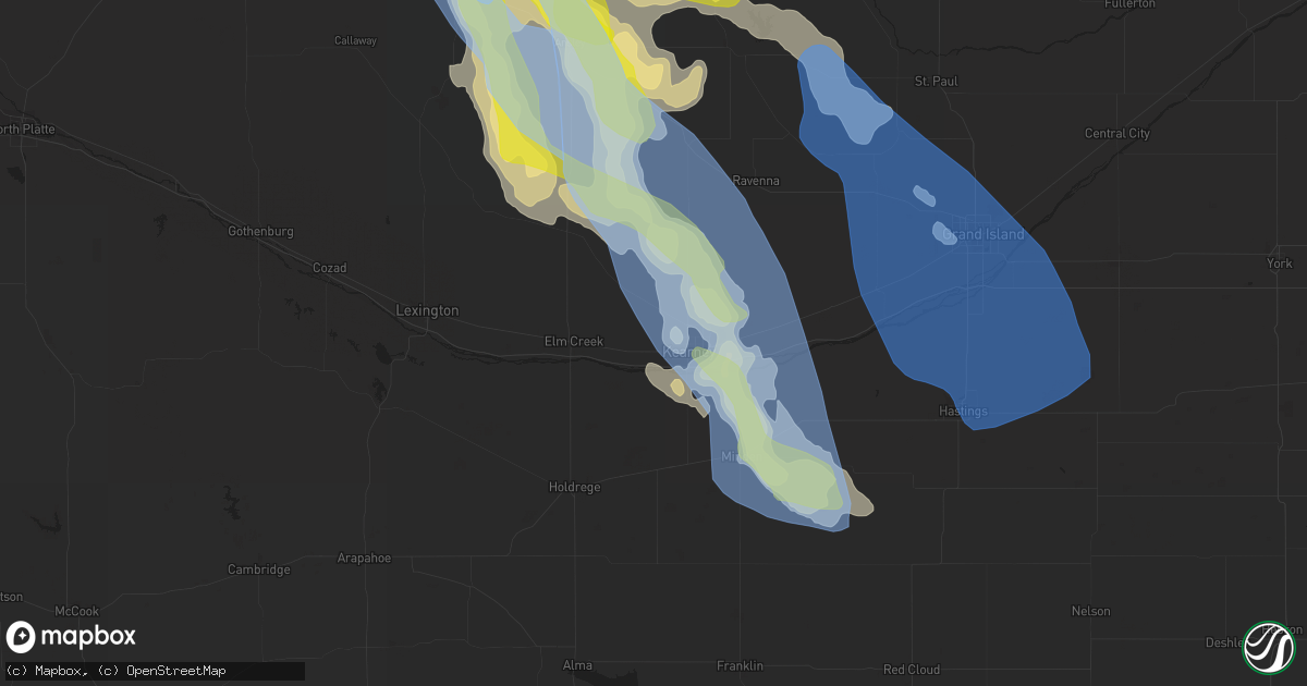 Hail map in Kearney, NE on July 10, 2020