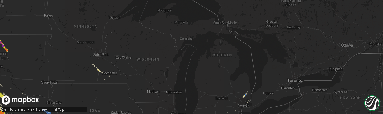 Hail map in Michigan on July 10, 2020