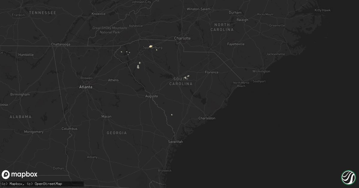 Hail map in South Carolina on July 10, 2020
