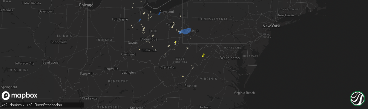 Hail map in West Virginia on July 10, 2020