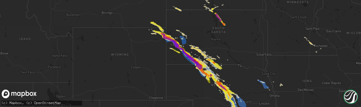 Hail map on July 10, 2020