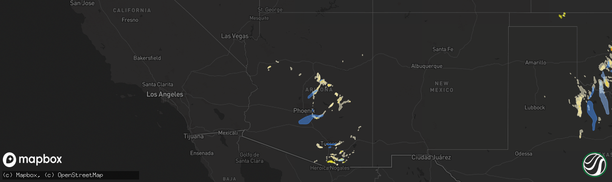 Hail map in Arizona on July 10, 2021