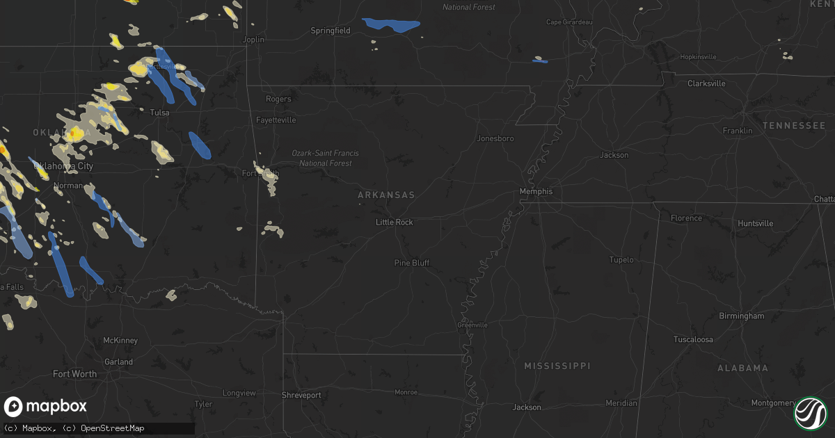 Hail map in Arkansas on July 10, 2021