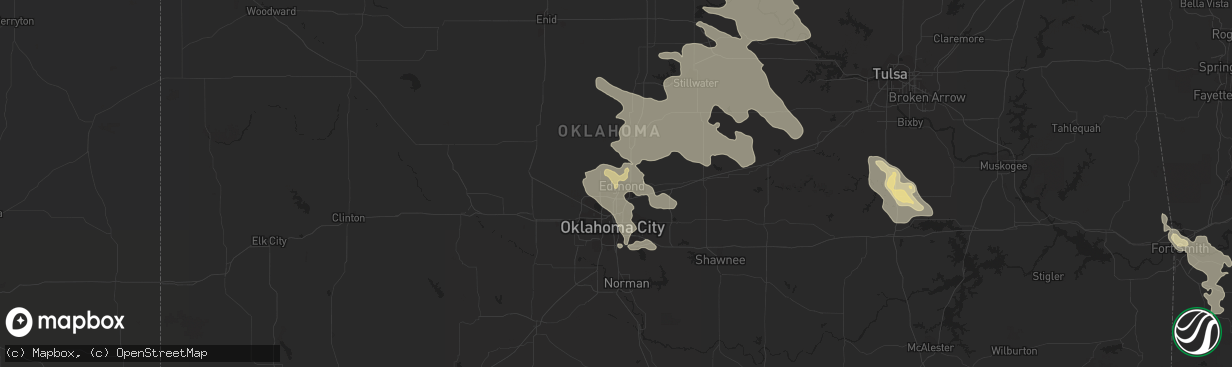 Hail map in Edmond, OK on July 10, 2021