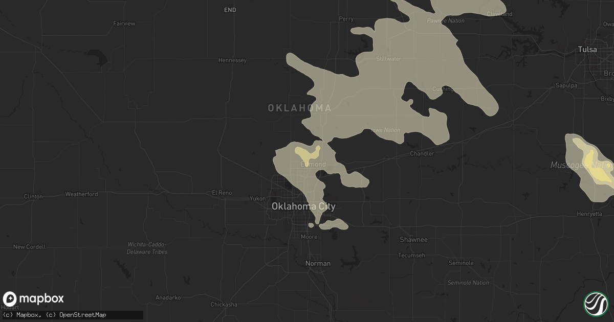 Hail map in Edmond, OK on July 10, 2021