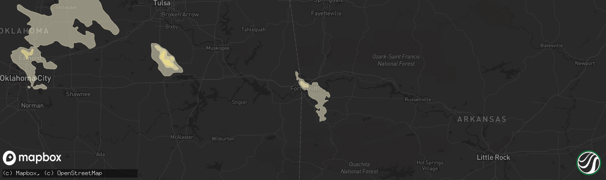 Hail map in Fort Smith, AR on July 10, 2021