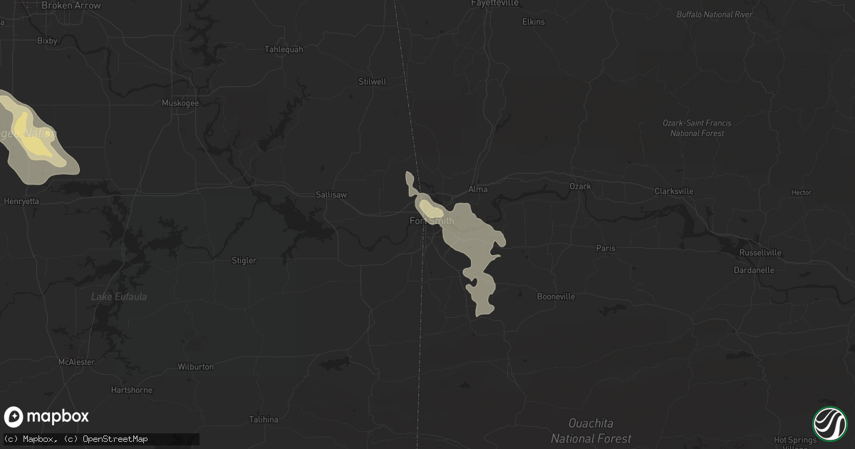 Hail map in Fort Smith, AR on July 10, 2021