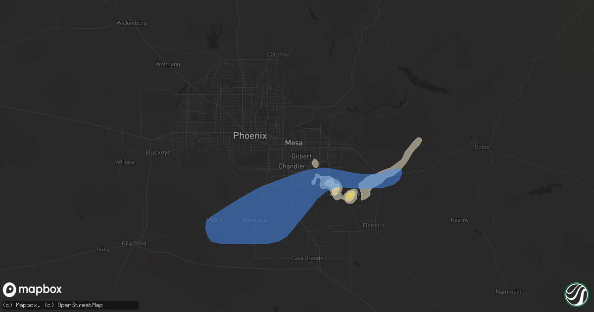 Hail map in Gilbert, AZ on July 10, 2021