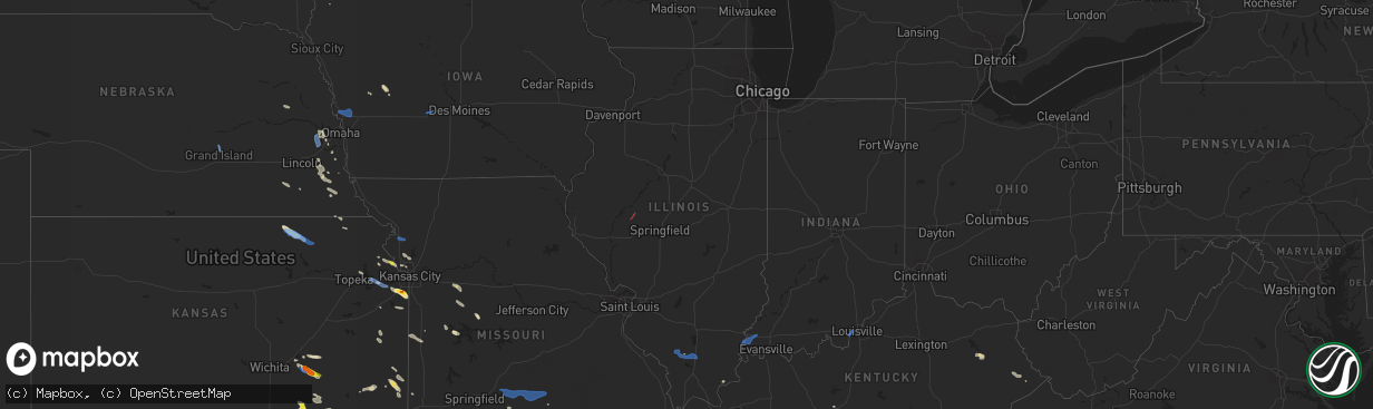 Hail map in Illinois on July 10, 2021