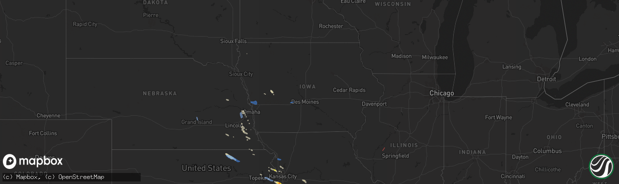 Hail map in Iowa on July 10, 2021