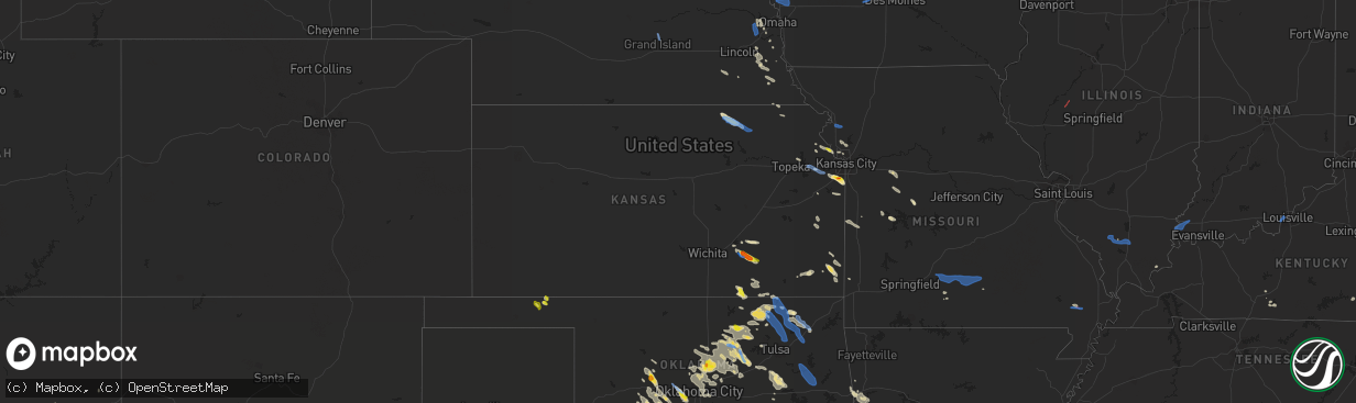 Hail map in Kansas on July 10, 2021