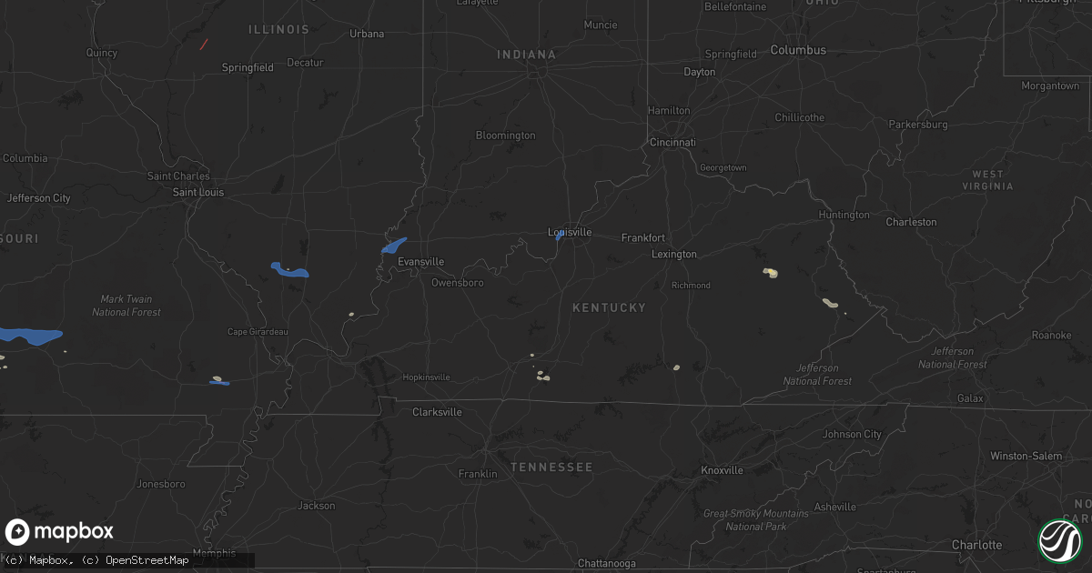 Hail map in Kentucky on July 10, 2021
