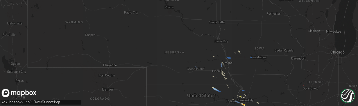 Hail map in Nebraska on July 10, 2021