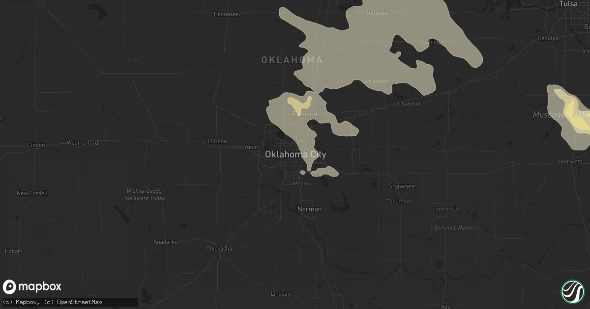 Hail map in Oklahoma City, OK on July 10, 2021