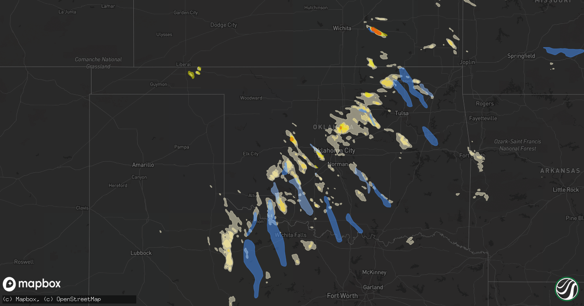 Hail map in Oklahoma on July 10, 2021