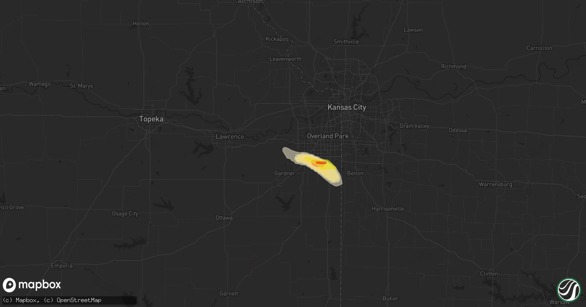 Hail map in Olathe, KS on July 10, 2021