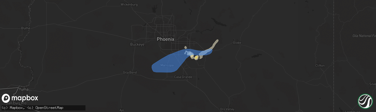 Hail map in Queen Creek, AZ on July 10, 2021