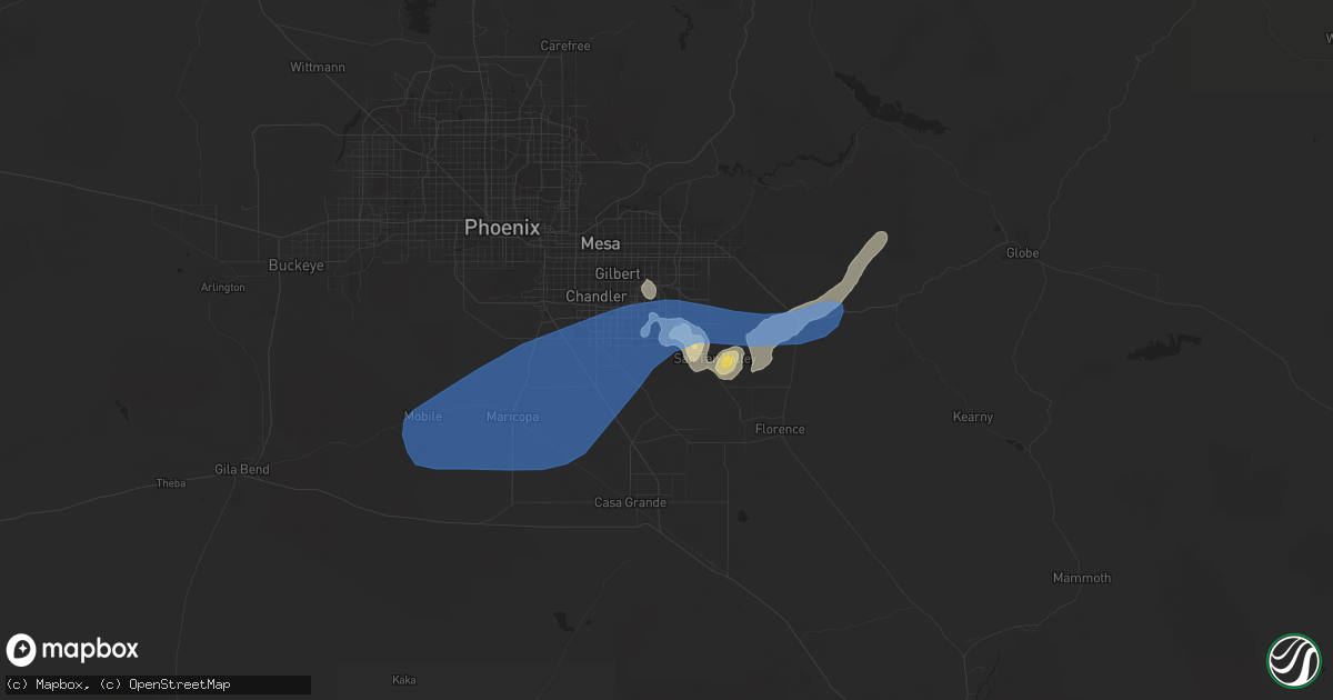 Hail map in Queen Creek, AZ on July 10, 2021