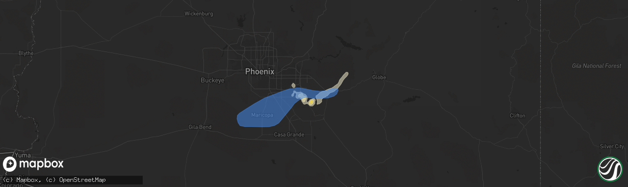 Hail map in San Tan Valley, AZ on July 10, 2021