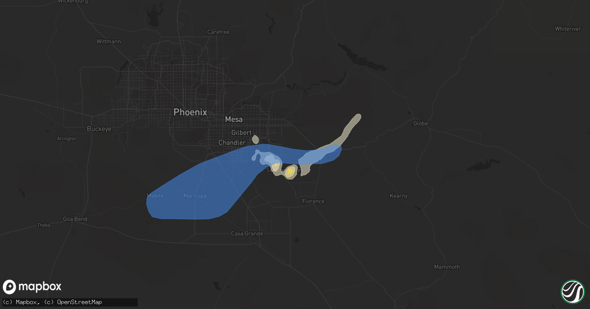Hail map in San Tan Valley, AZ on July 10, 2021