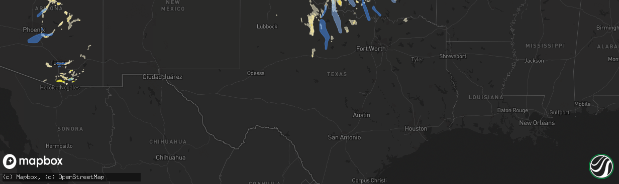 Hail map in Texas on July 10, 2021