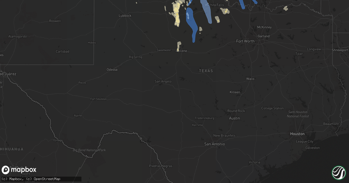 Hail map in Texas on July 10, 2021