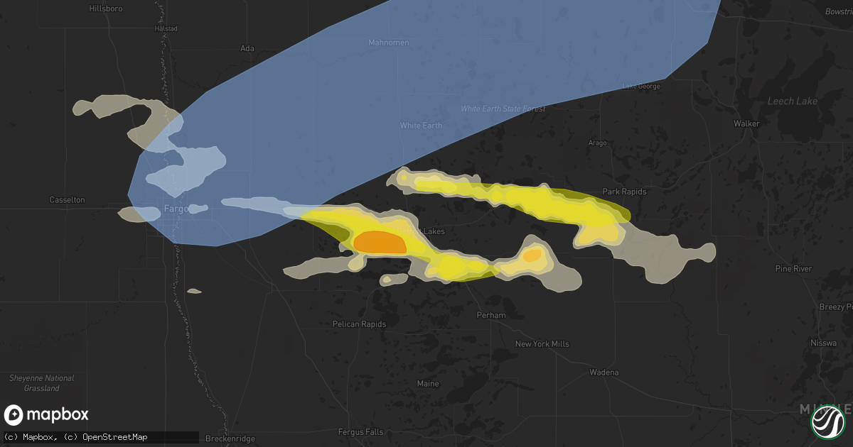 Hail map in Detroit Lakes, MN on July 10, 2022