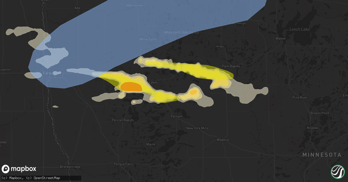 Hail map in Frazee, MN on July 10, 2022