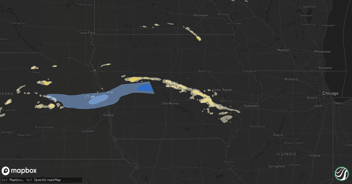 Hail map in Iowa on July 10, 2022