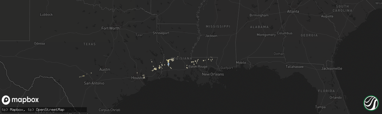 Hail map in Louisiana on July 10, 2022