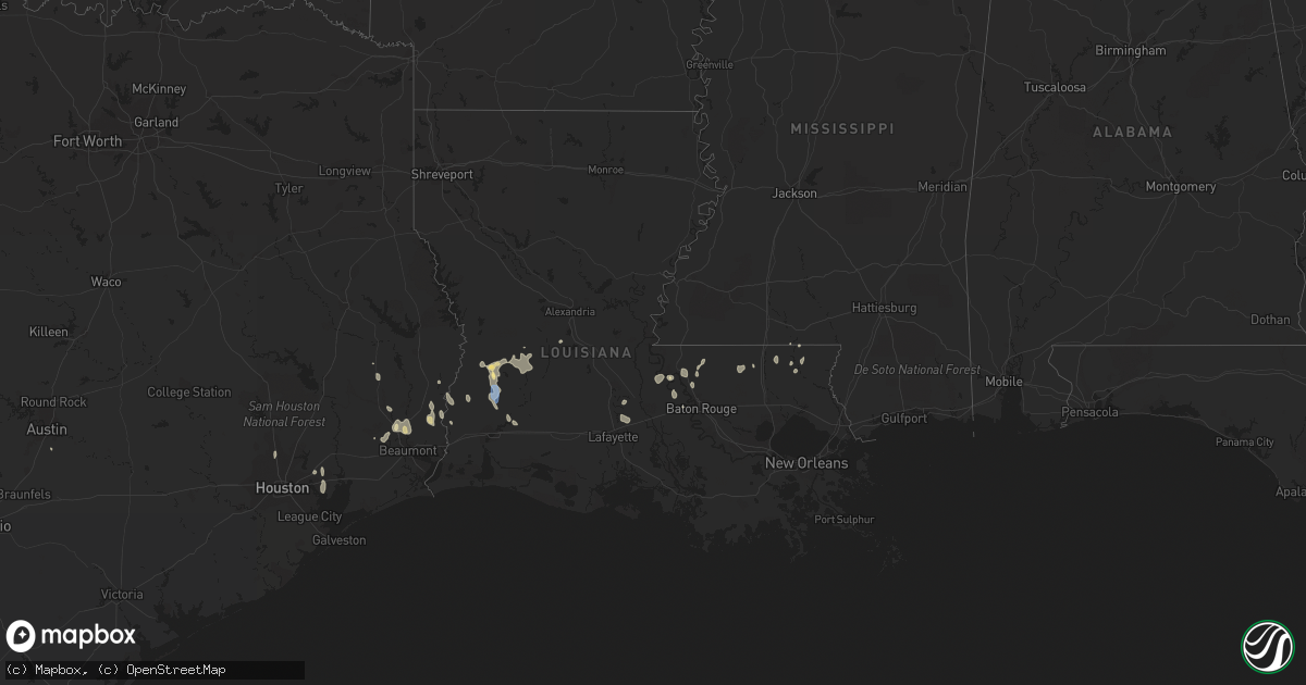 Hail map in Louisiana on July 10, 2022