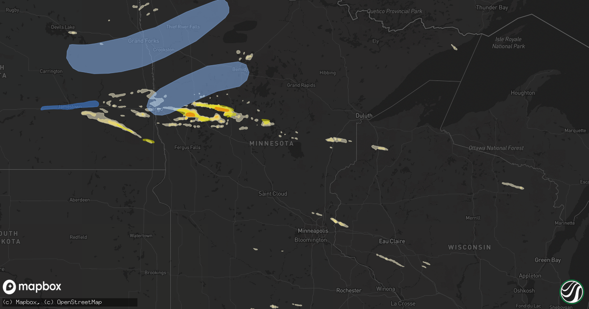 Hail map in Minnesota on July 10, 2022