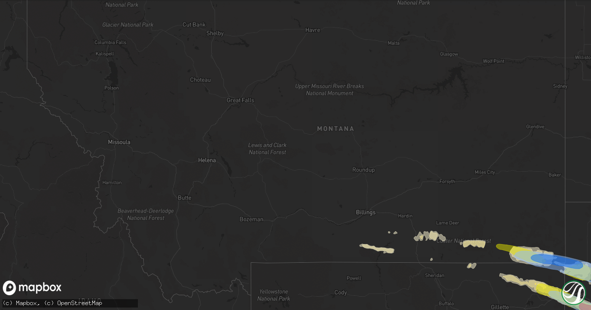 Hail map in Montana on July 10, 2022