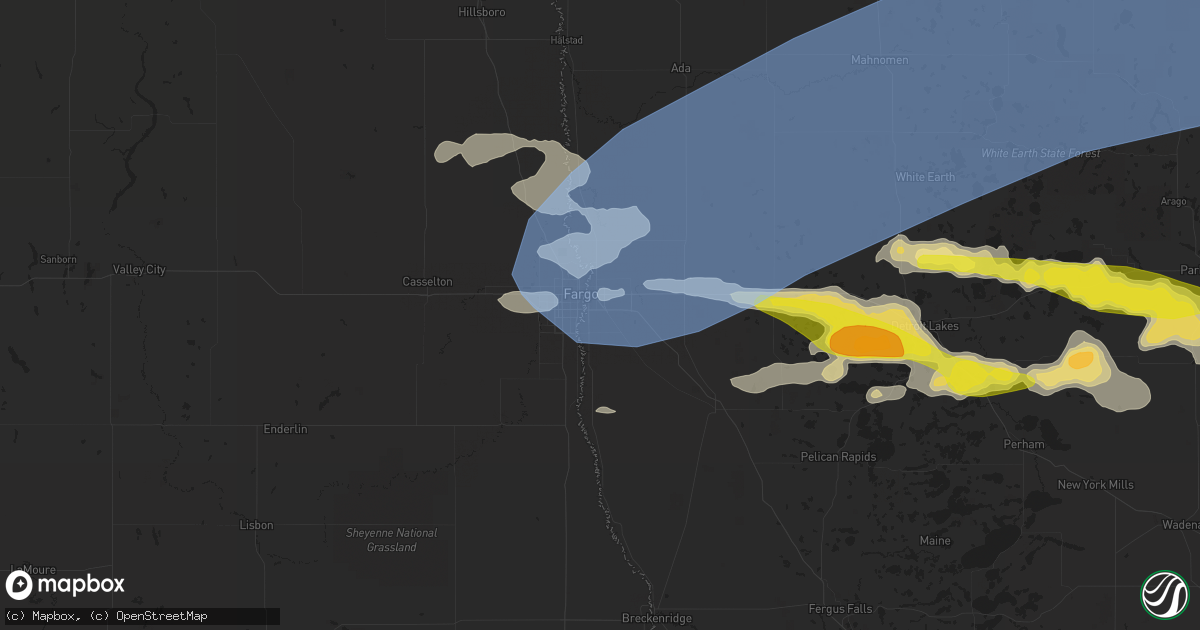 Hail map in Moorhead, MN on July 10, 2022