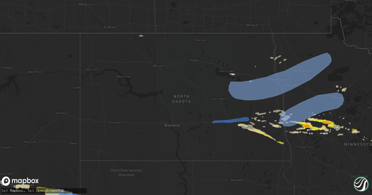 Hail map in North Dakota on July 10, 2022
