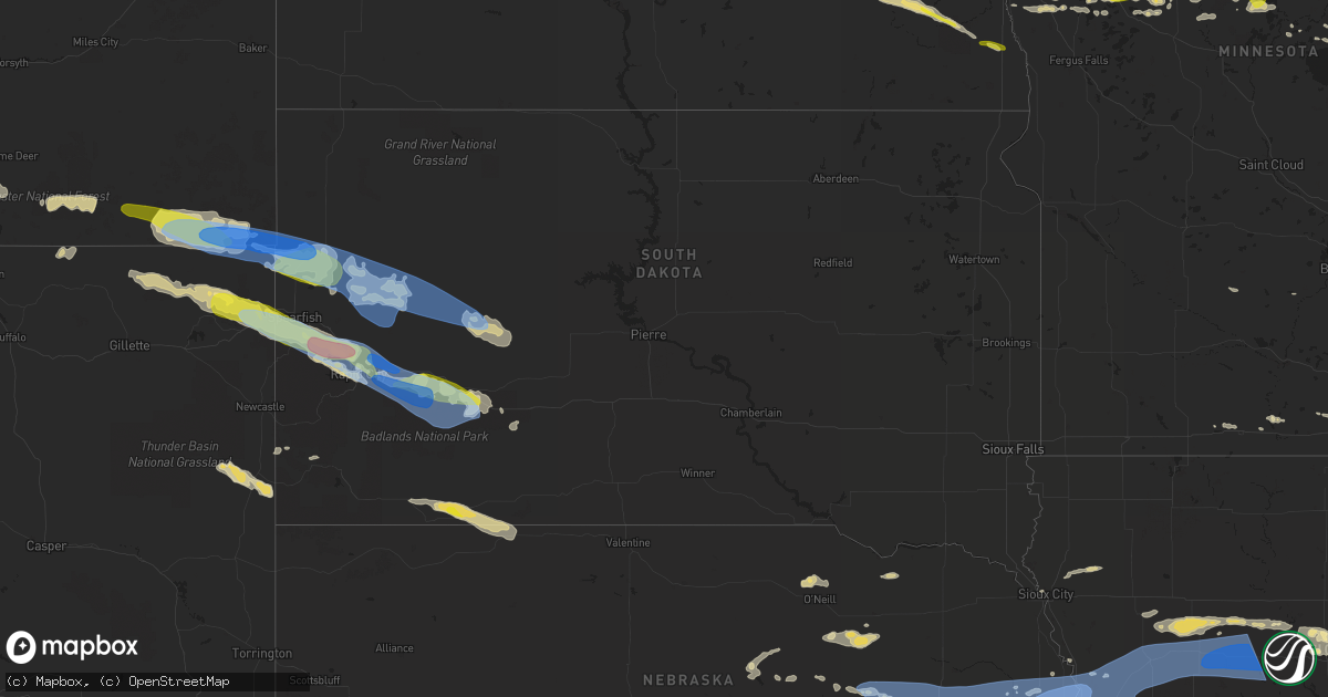 Hail map in South Dakota on July 10, 2022
