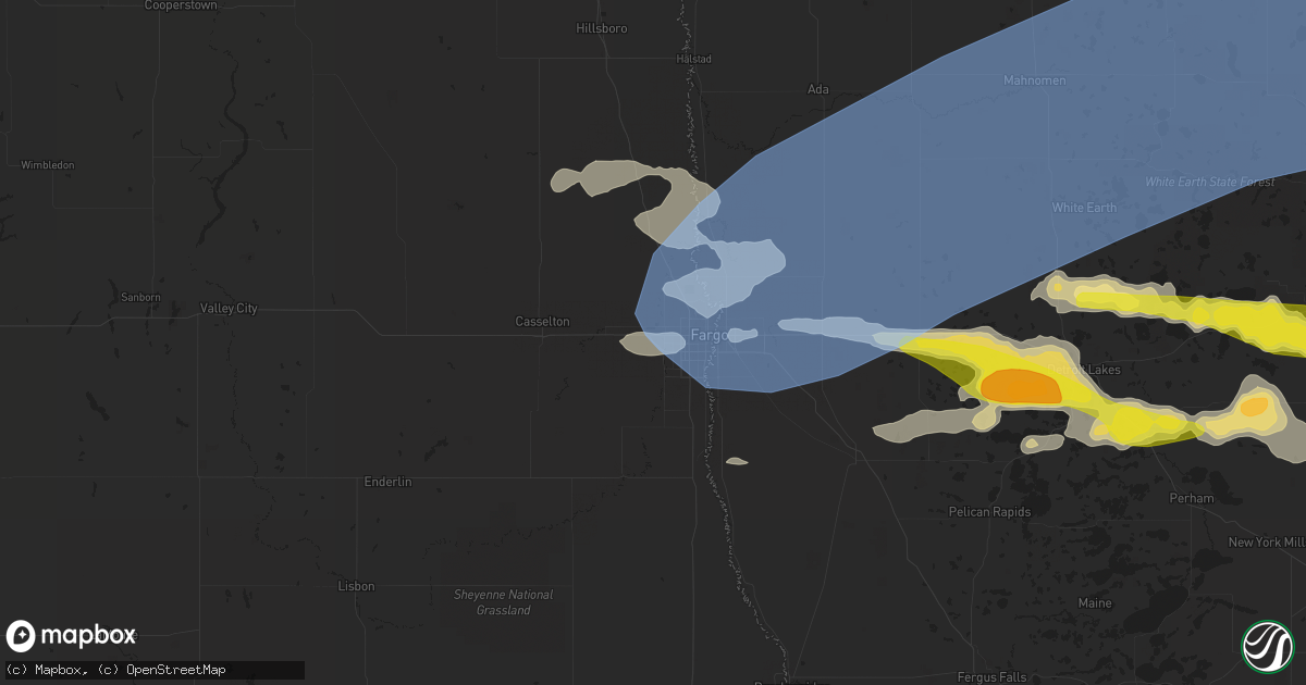 Hail map in West Fargo, ND on July 10, 2022
